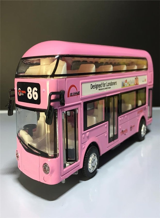 لعبة حافلة دارفيس المعدنية المصبوبة، حافلة لندن ذات الطابقين، مزودة بإضاءة وصوت وباب قابل للفتح والسحب للخلف - Image 4